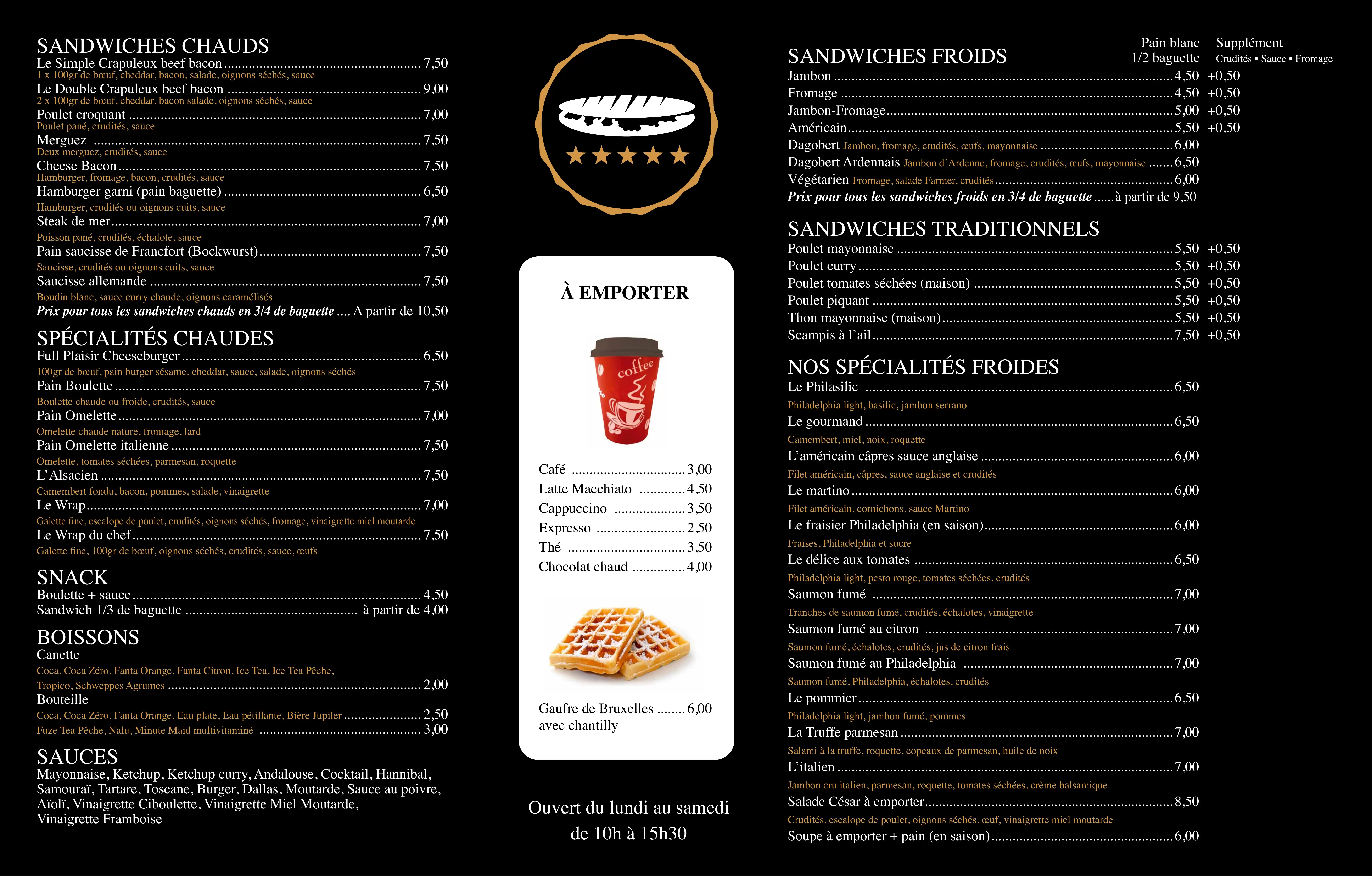 Menu Complet La Sandwichomania